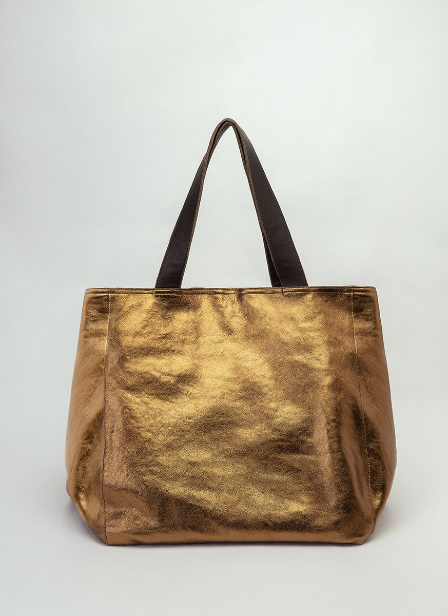 Bolso Shopping Piel Metalizado Bronce – JuanjoGallery