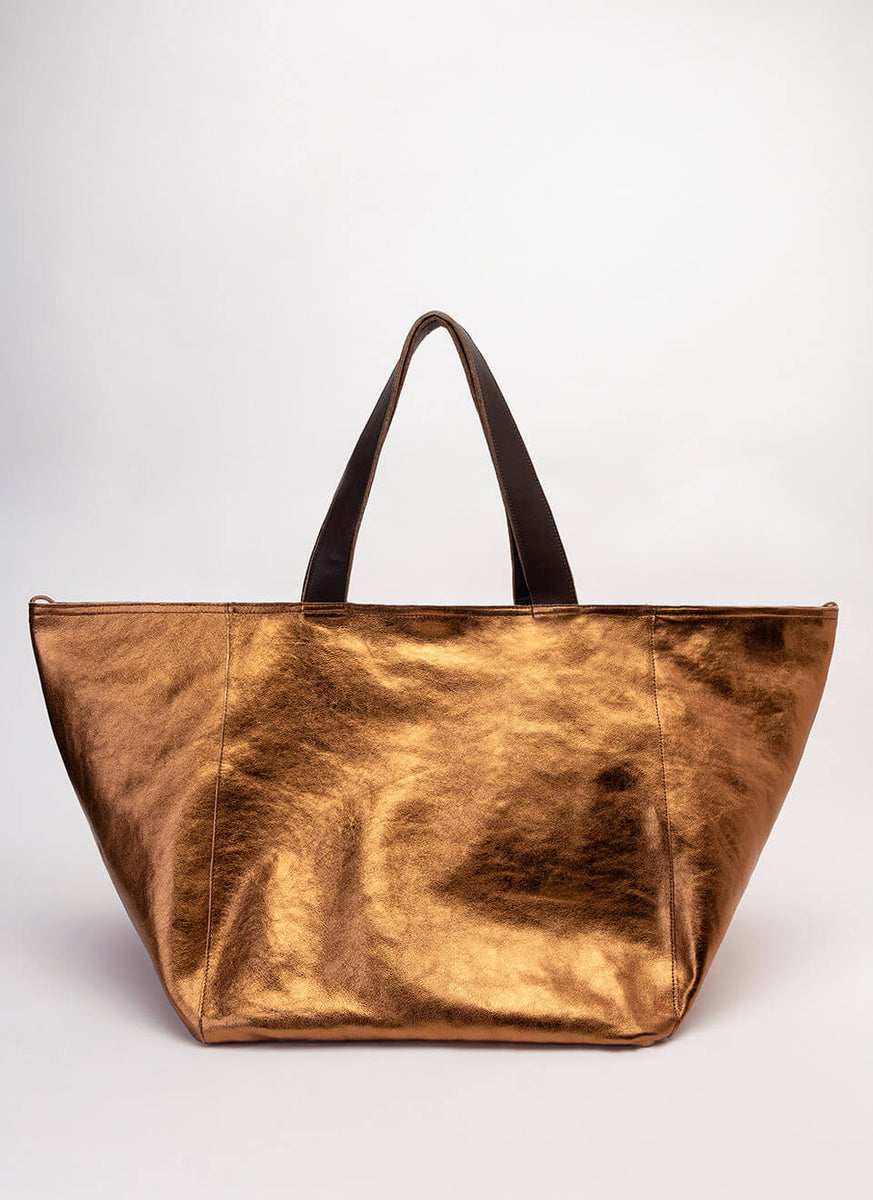 Bolso acolchado de cuero metalizado SFASA01304 Oro - Colección