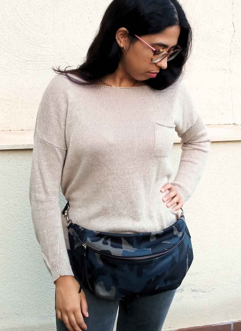 Riñonera Bolso Grande Piel Camuflaje