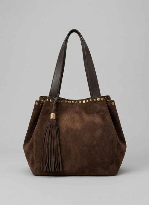 Bolso Tote Ante Marrón Tachas