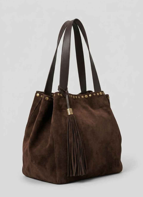 Bolso Tote Ante Marrón Tachas