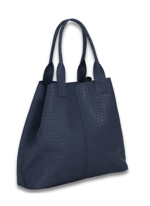 Bolso Grande Piel Azul Marino Maxi