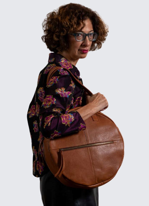 Bolso Redondo Negro Piel LP