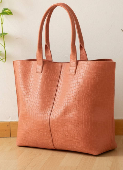 Bolso Grande Piel Azul Marino Maxi