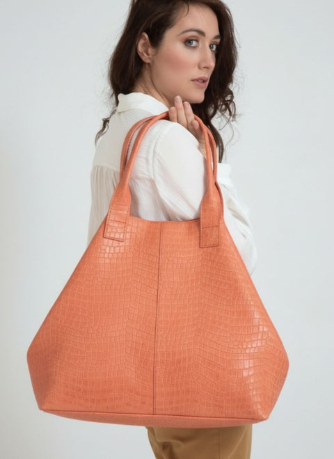 Bolso Grande Piel Azul Marino Maxi