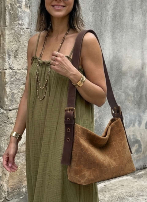 Bolso Serraje Camel Coco