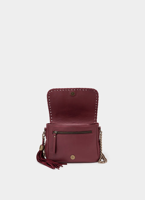 Bolso Bandolera Burdeos Solapa Ante