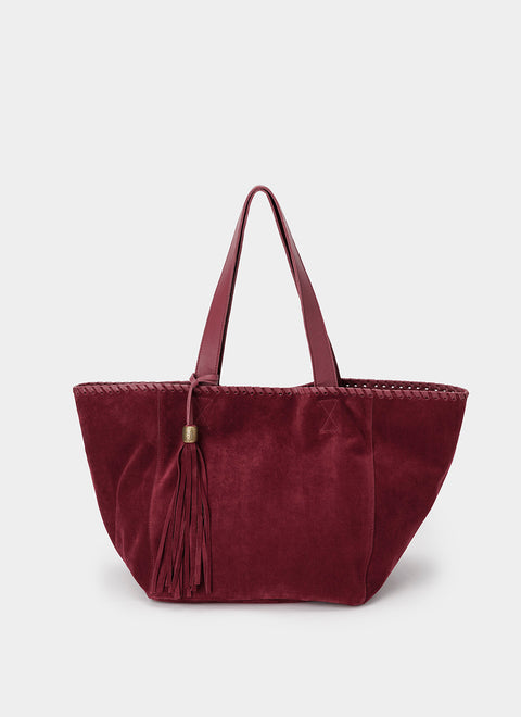 Bolso Tote Ante Coñac Borla