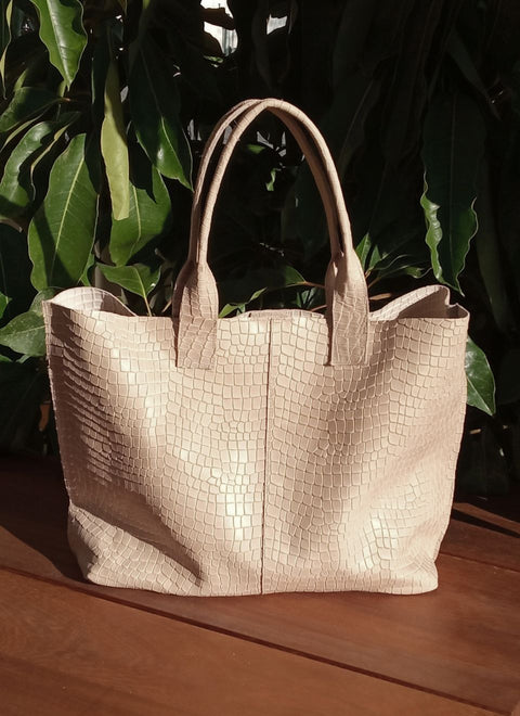 Large Camel Maxi Leather Bag