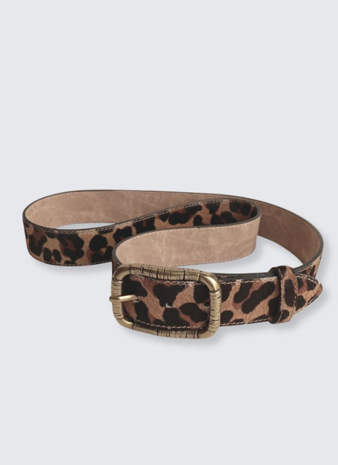 Leopard Fur Belt Gold Buckle