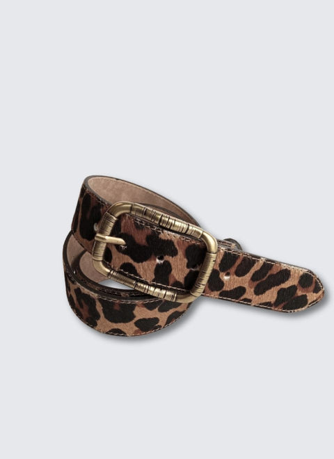 Leopard Fur Belt Gold Buckle