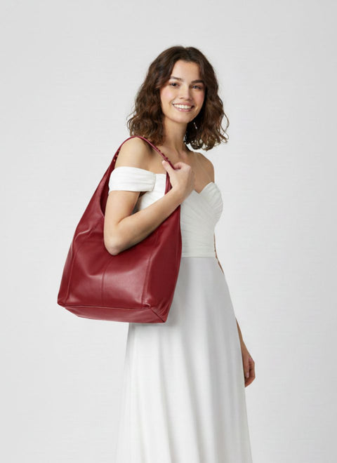 Bolso Hobo Burgundy Leather