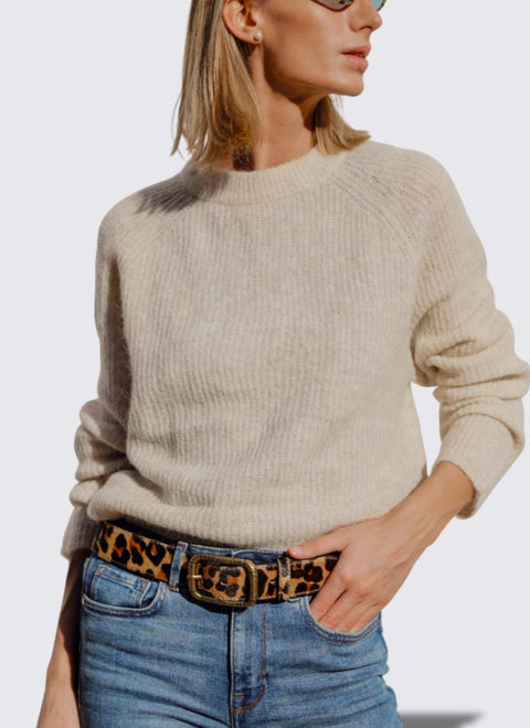 Leopard Fur Belt Gold Buckle