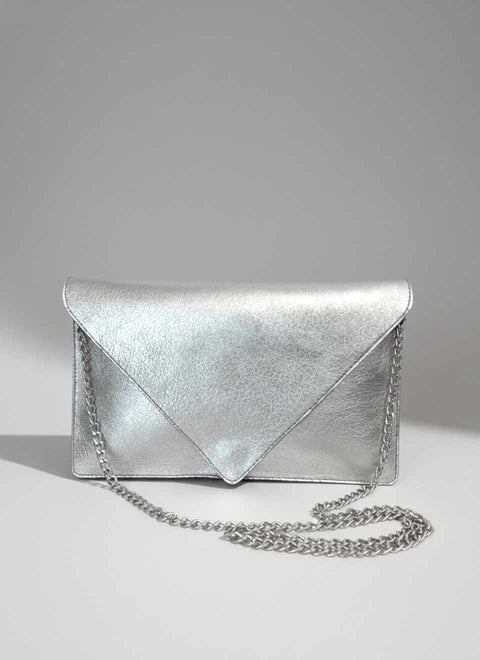 Clutch Silver Envelope with Chain