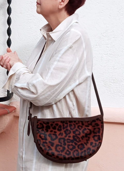 Leopard and Brown Suede Helen Bag