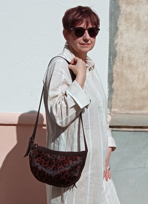 Leopard and Brown Suede Helen Bag