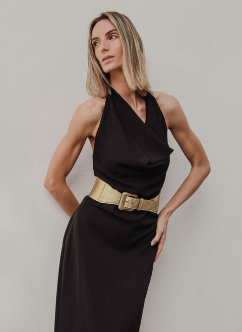 Cinturón Elástico Dorado Mujer