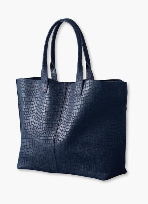 Bolso Grande Piel Azul Marino Maxi