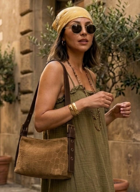 Bolso Serraje Bandolera Azul Coco