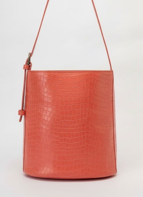 Bolso Cubo Piel Azul Marino Bucket