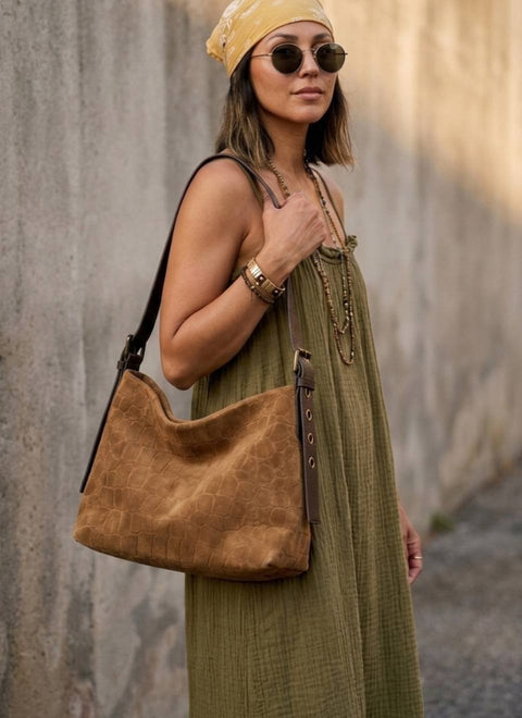 Bolso Serraje Bandolera Camel Coco