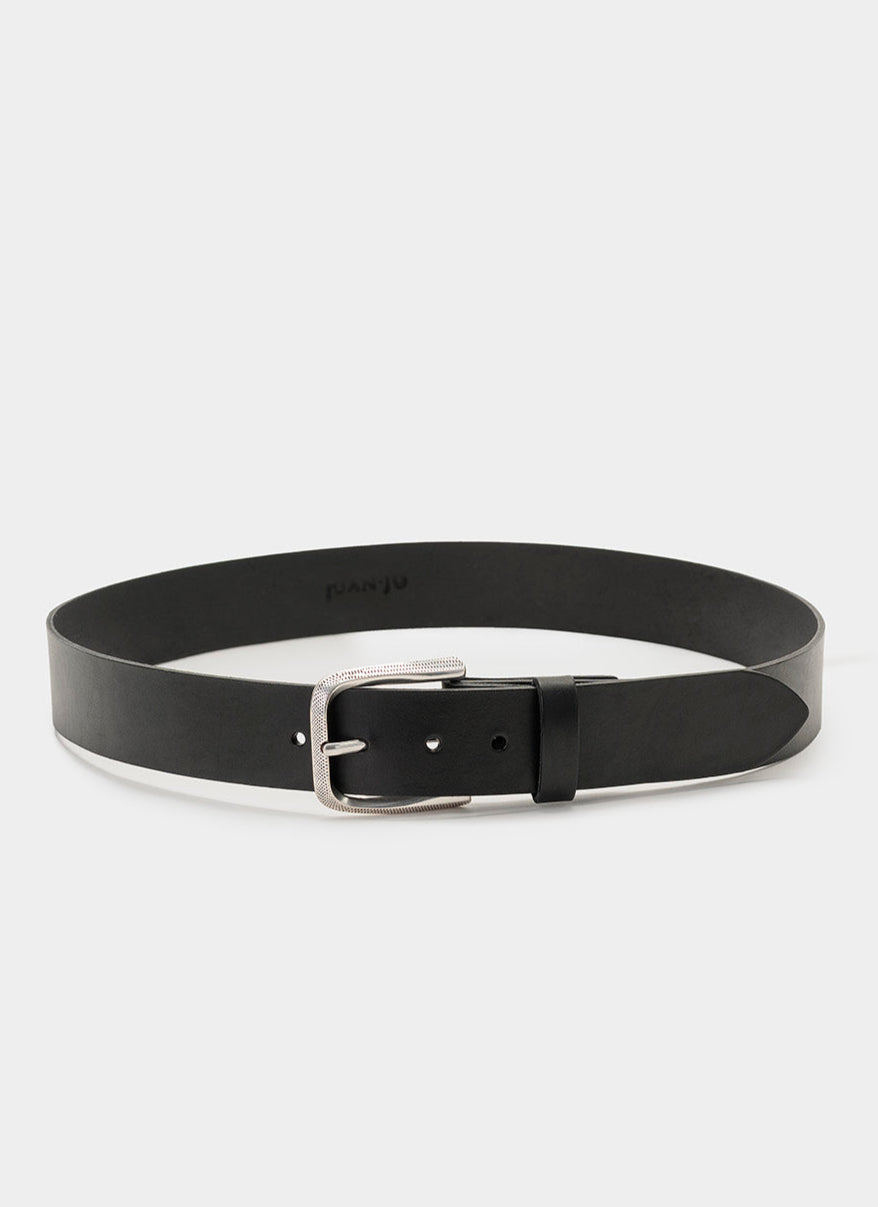 Black Leather Belt with Silver Buckle Alex – JuanjoGallery display picture 3