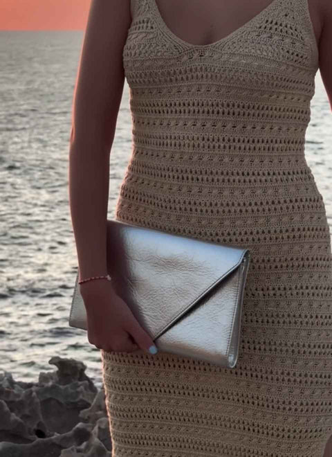 Clutch Silver Envelope with Chain