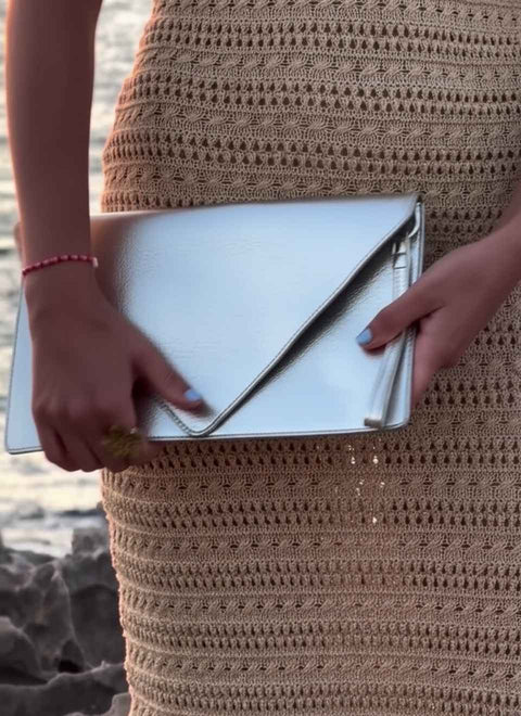 Clutch Silver Envelope with Chain