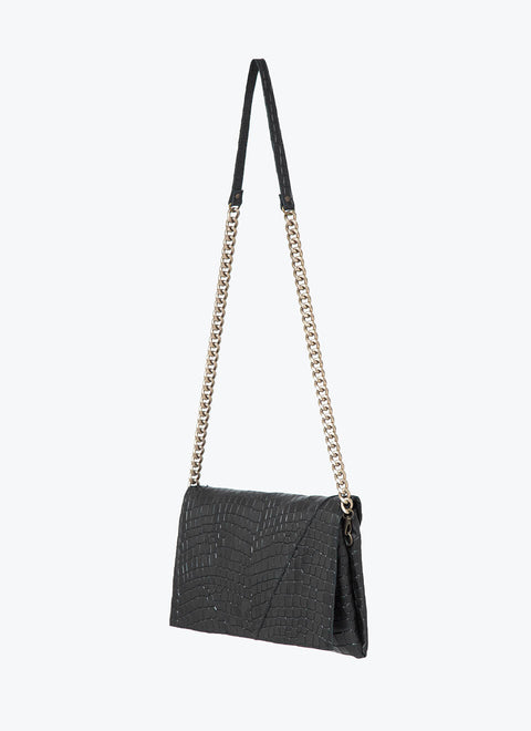 Bolso Negro Fiesta Piel Grabada