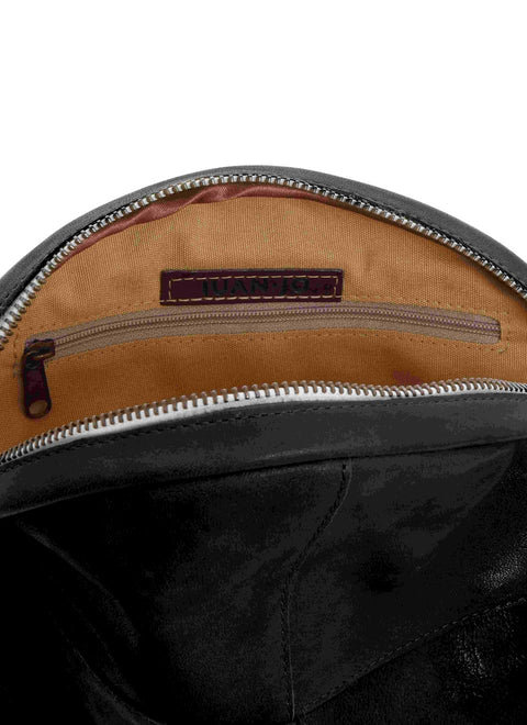 Round Black Leather Bag Cadaqués
