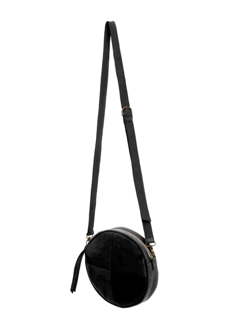 Round Black Leather Bag Cadaqués