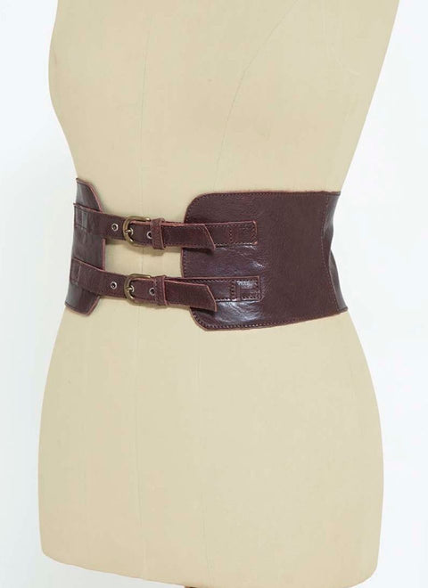 Cinturón Ancho de Mujer en Color Marrón