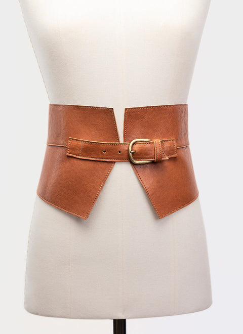 Wide Brown Leather Sonia Belt