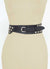 Cinturón ancho piel negro con hebilla y tachas plateadas
