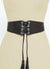 Cinturón fajín corset de piel negra y con tassels
