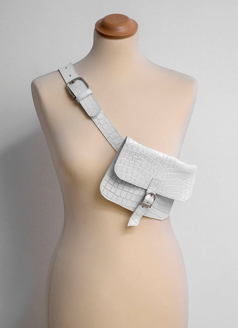 Coco White Leather Fanny Pack